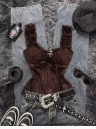 Amtoon Frill Trim Knot Front Lace Corset Style Top Dark Brown