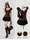 Ransini Spring/Summer Minimalist Corset Top With Pleated Skirt 2pcs Set