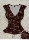 IdaSurya Women's Summer Elegant Floral Print Cinched Waist Blouse
