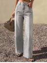 DAZY Women's Loose Fit Business Casual High Waist Wide Leg Jeans Gray