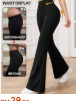 High Waist Contrast Thin Waist Display Black Flared Trousers