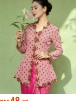 Kebaya Nyonya Traditional Floral Embroidered Long Sleeve Blouse Pink